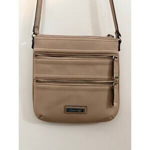 Calvin Klein Leather Crossbody Bag - Camel/Tan